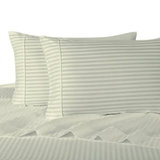 Royal Hotel Bedding Striped 500 Thread Count Bed Sheet Set 100 Percent Cotton, Sateen, Deep Pocket