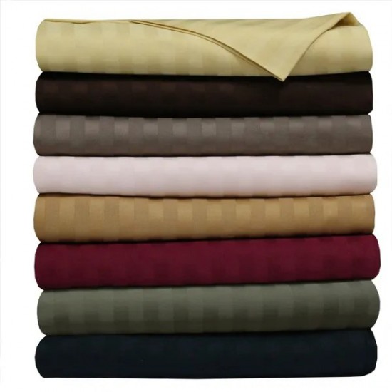 Royal Hotel Bedding Striped 500 Thread Count Bed Sheet Set 100 Percent Cotton, Sateen, Deep Pocket