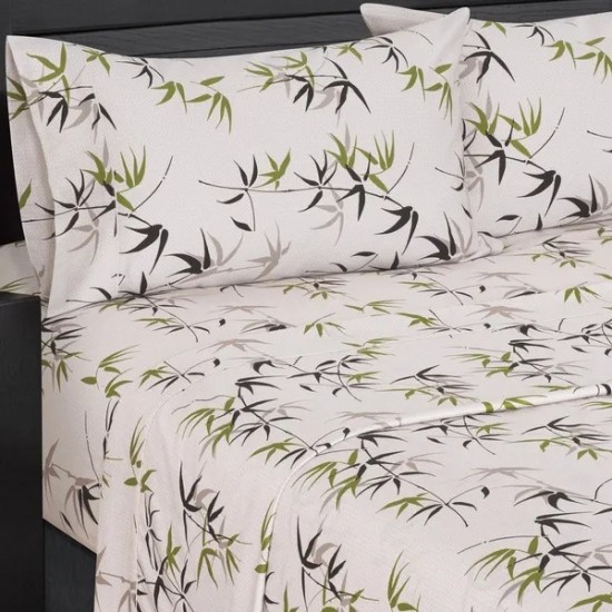 Royal Hotel Bedding Fern Floral Bed Sheet Set 100% Cotton, Superior Sateen Weave, Silky Soft, Deep Pocket, Modern Reactive Print, 300 Thread