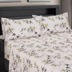 Royal Hotel Bedding Fern Floral Bed Sheet Set 100% Cotton, Superior Sateen Weave, Silky Soft, Deep Pocket, Modern Reactive Print, 300 Thread