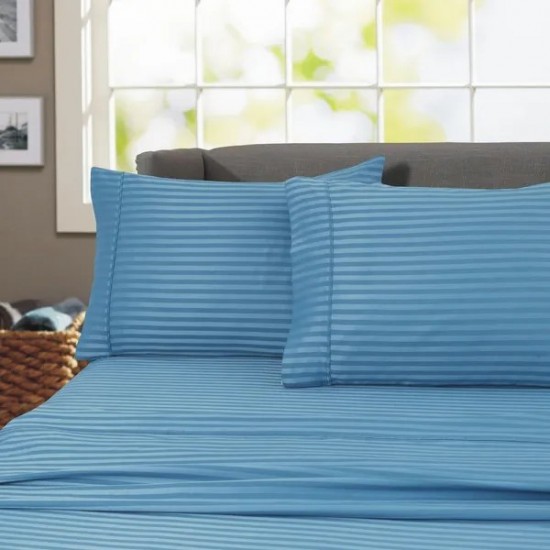 600 Thread Count 100% Egyptian Cotton Wrinkle Free Striped Sheet Set