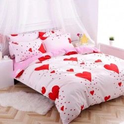 Heart Print Bedding Set Bedclothes Duvet Cover Bed Sheet Bedspread Comforter Cover Bedding Sets Bed Linen Cotton housse de couette Bedsheet