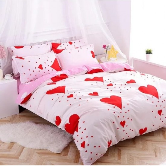 Heart Print Bedding Set Bedclothes Duvet Cover Bed Sheet Bedspread Comforter Cover Bedding Sets Bed Linen Cotton housse de couette Bedsheet