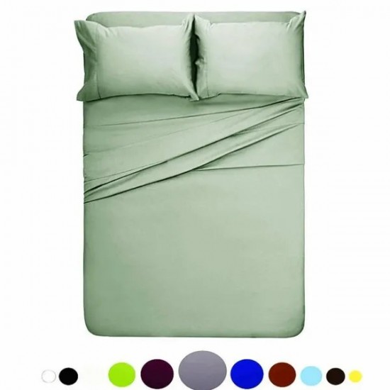 3/4pcs US Standard Size Bed Sheet Set Solid Twin Full Queen King California King Bedsheet Set