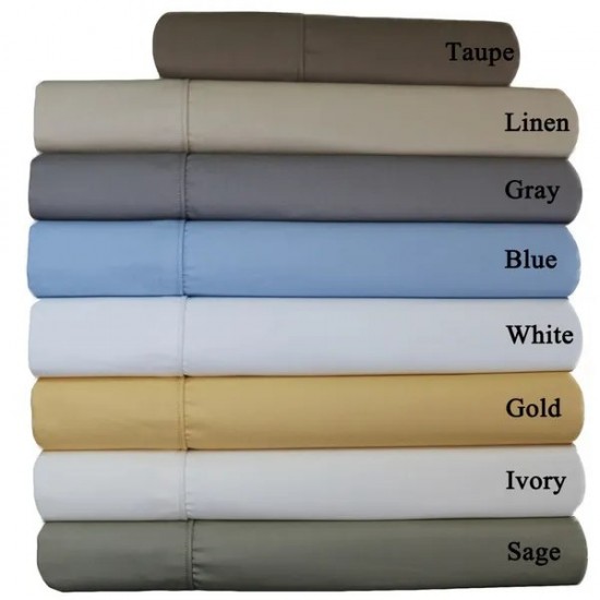 Royal Hotel Bedding Top Split King Adjustable King Size 650 Thread Count Solid Sheet Set, Cotton Blend Wrinkle Free 4-Piece Sheet Set