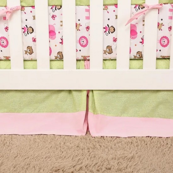 Crib Bedding Sets for Girls Floral Nursery Bedding Cradle Sets 3 Piece Cotton Breathable Fitted Sheet Crib Skirt Comforter
