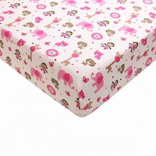 Crib Bedding Sets for Girls Floral Nursery Bedding Cradle Sets 3 Piece Cotton Breathable Fitted Sheet Crib Skirt Comforter