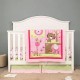 Crib Bedding Sets for Girls Floral Nursery Bedding Cradle Sets 3 Piece Cotton Breathable Fitted Sheet Crib Skirt Comforter