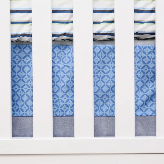 Crib Bedding Sets for Boys 3Piece Nursery Bedding Blue Stars Baby Boys Bedding Soft Cotton | Crib Comforter, Fitted Crib Sheet, Crib Skirt I