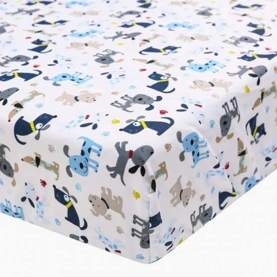 3Piece Baby Nursery Baby Crib Bedding Set Navy Blue Standard Size Crib Set Soft Cotton ,Includes Quilt, Fitted Sheet, Dust Ruffle