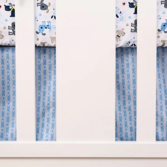 3Piece Baby Nursery Baby Crib Bedding Set Navy Blue Standard Size Crib Set Soft Cotton ,Includes Quilt, Fitted Sheet, Dust Ruffle