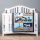 3Piece Baby Nursery Baby Crib Bedding Set Navy Blue Standard Size Crib Set Soft Cotton ,Includes Quilt, Fitted Sheet, Dust Ruffle