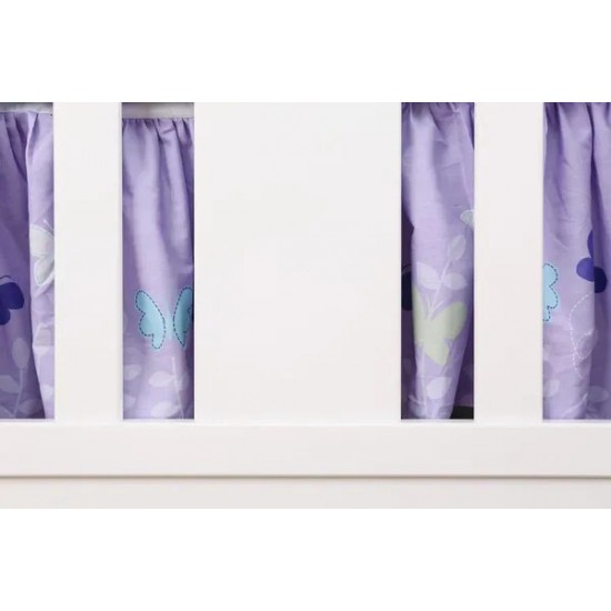 3Piece Purple Baby Girl Nursery Crib Bedding Set Cotton Crib Toddler Bedding Skirts for Baby Boys or Girls ,Includes Quilt, Fitted Sheet, Du