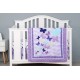 3Piece Purple Baby Girl Nursery Crib Bedding Set Cotton Crib Toddler Bedding Skirts for Baby Boys or Girls ,Includes Quilt, Fitted Sheet, Du