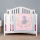 Elephant 3Piece Baby Crib Bedding Set for Girl Jungle Animal Nursery Bedding with Comforter Fitted Sheet Bed Skirt