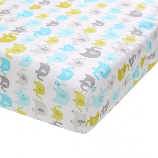 Elephant 3Piece Baby Nursery Crib Bedding Set for Boys Jungle Animal Safari Theme with Comforter Fitted Sheet Bed Skirt