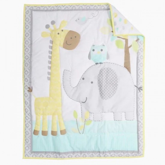 Elephant Crib Bedding for Boys And Girl Nursery Bedding Set Cotton Baby Crib Set Includes Baby Bed Quilt, Fitted Sheet, Dust Ruffle 3Piece w