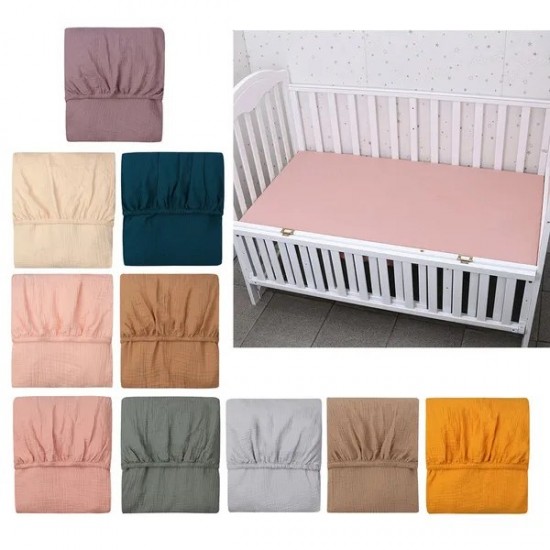 Baby Bed Fitted Sheet Cotton Crib Fitted Sheet Bedding Protector Solid Color Mattress Cover for Unisex Baby Boys Girls DFK