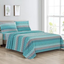Bibb Home Egyptian Luxury 1800 Count Printed 4 Piece Sheet Set