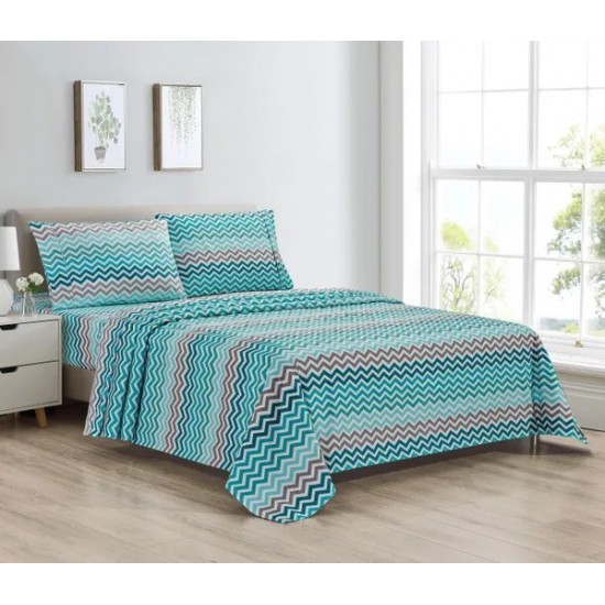Bibb Home Egyptian Luxury 1800 Count Printed 4 Piece Sheet Set
