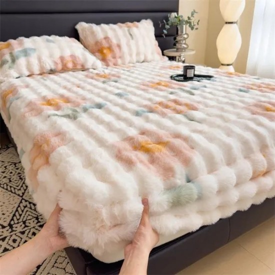 Plush Fleece Fitted Sheet Set | Winter Warmth Bedding with Full Encasement for Mattress Protection