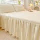 Princess Style Ruffled Bed Skirt Set - 100% Cotton Washed Quilt Cover with Non-Slip Sheet, All-Season Bedding
