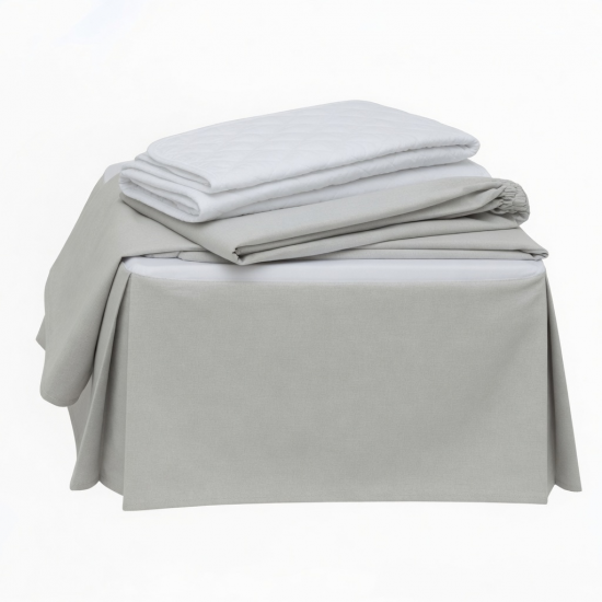 Pure Washed Cotton Bed Skirt Set - Hypoallergenic Fitted Sheet & Mattress Protector for Dorm or Home