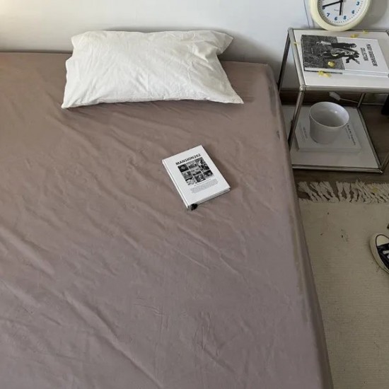 Solid Color Cotton Fitted Sheet – Minimalist Design for 1.8m Bed, Mattress Protector