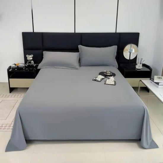 Soft Flannel Bed Sheet Set - Cozy Cotton Single & Double Size, Minimalist Solid Color with Pillowcases