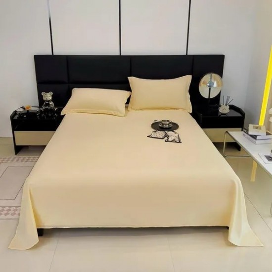 Soft Flannel Bed Sheet Set - Cozy Cotton Single & Double Size, Minimalist Solid Color with Pillowcases