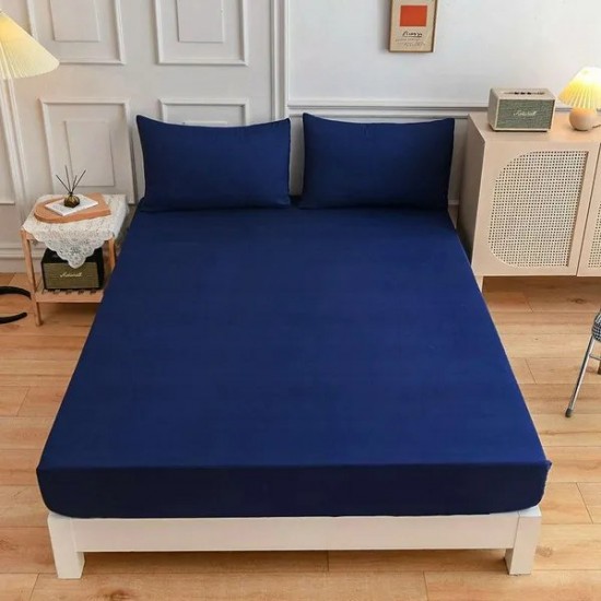 Solid Color Fitted Sheet and Pillowcase Set - Premium Bedding for Mattress Protection