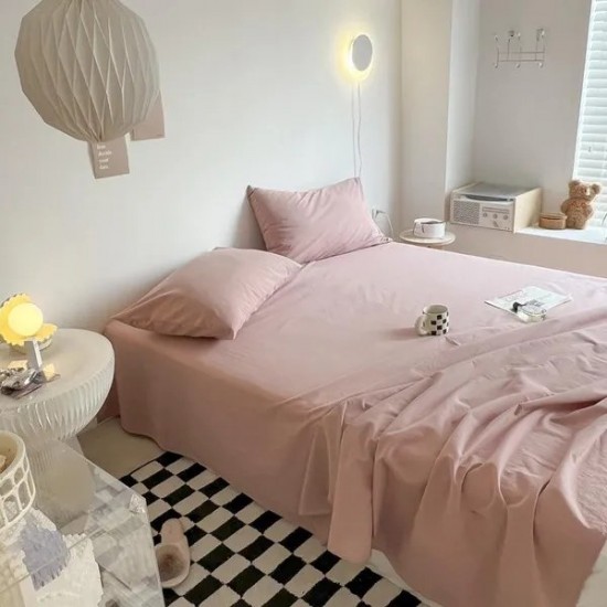 100% Cotton Flat Sheet Single Piece, Soft Washed Cotton Bed Sheet for Dorm or Home