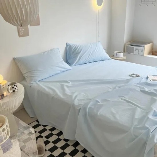 100% Cotton Flat Sheet Single Piece, Soft Washed Cotton Bed Sheet for Dorm or Home