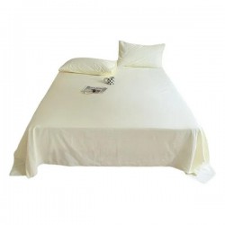 100% Cotton Flat Sheet Single Piece, Soft Washed Cotton Bed Sheet for Dorm or Home