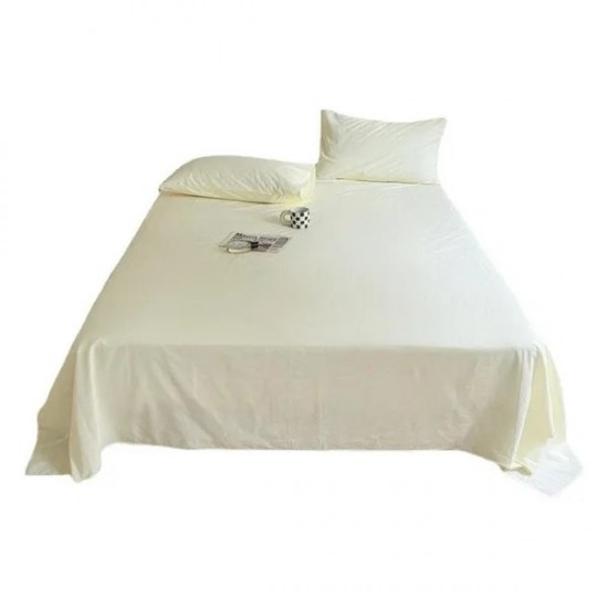 100% Cotton Flat Sheet Single Piece, Soft Washed Cotton Bed Sheet for Dorm or Home