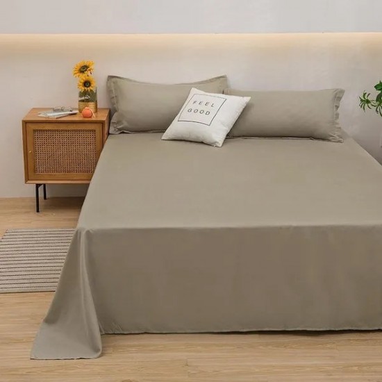 Soft Cotton Solid Color Bed Sheet Set for Dorm or Home - Includes Fitted Sheet and Pillowcases
