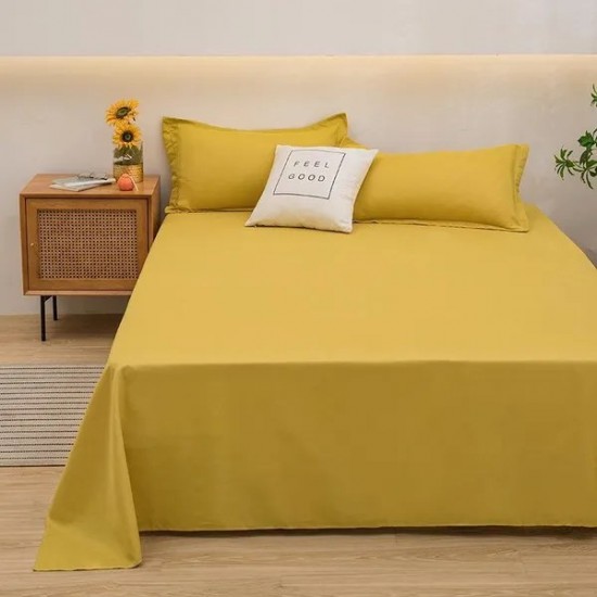 Soft Cotton Solid Color Bed Sheet Set for Dorm or Home - Includes Fitted Sheet and Pillowcases