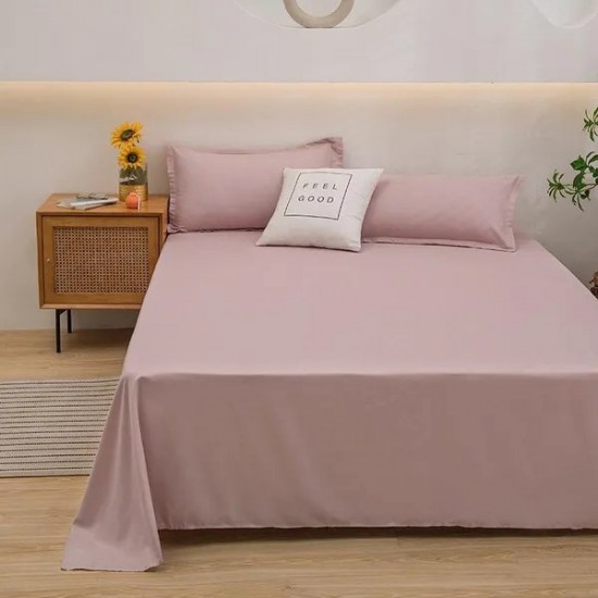 Soft Cotton Solid Color Bed Sheet Set for Dorm or Home - Includes Fitted Sheet and Pillowcases