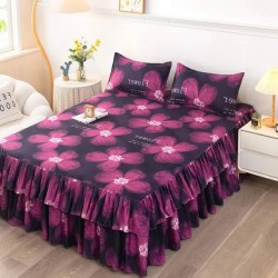 Premium Fitted Sheet with Skirt - Extra Thick, Silky Soft, Non-Slip Mattress Protector for Queen Size Bed
