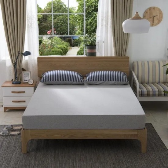 MUJI Style Jersey Knit Fitted Sheet - 100% Cotton Bed Skirt Mattress Cover in Solid Colors