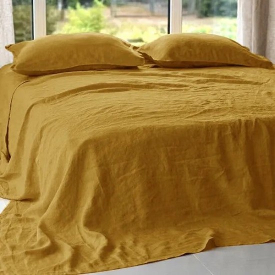 Washed Linen Cotton Flat Sheet Set - Minimalist Nordic Style Pure White Bedding for Boho Chic & Airbnb Stays