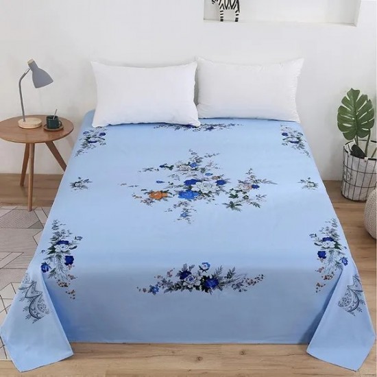 Vintage Shanghai Retro Thick Cotton Slub Bed Sheet – Old-School Printed Fitted Flat Sheet for Double Bed, Non-Pure Cotton Twill Weave, Nosta