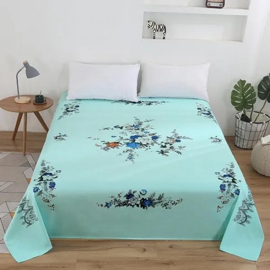 Vintage Shanghai Retro Thick Cotton Slub Bed Sheet – Old-School Printed Fitted Flat Sheet for Double Bed, Non-Pure Cotton Twill Weave, Nosta