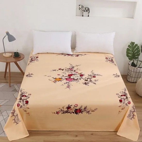Vintage Shanghai Retro Thick Cotton Slub Bed Sheet – Old-School Printed Fitted Flat Sheet for Double Bed, Non-Pure Cotton Twill Weave, Nosta