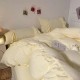 Purple Aesthetic Bedding Set 4-Piece | Washed Cotton Dorm Bed Sheets & Pillowcases | Soft Girl Core Comforter Set with Fitted Sheet Option