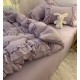 Purple Aesthetic Bedding Set 4-Piece | Washed Cotton Dorm Bed Sheets & Pillowcases | Soft Girl Core Comforter Set with Fitted Sheet Option