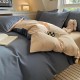 Fresh Washed Cotton 4-Piece Bedding Set | Soft Brushed Texture | Princess Style | Includes Fitted Sheet, Flat Sheet, Pillowcases & Duvet Cov