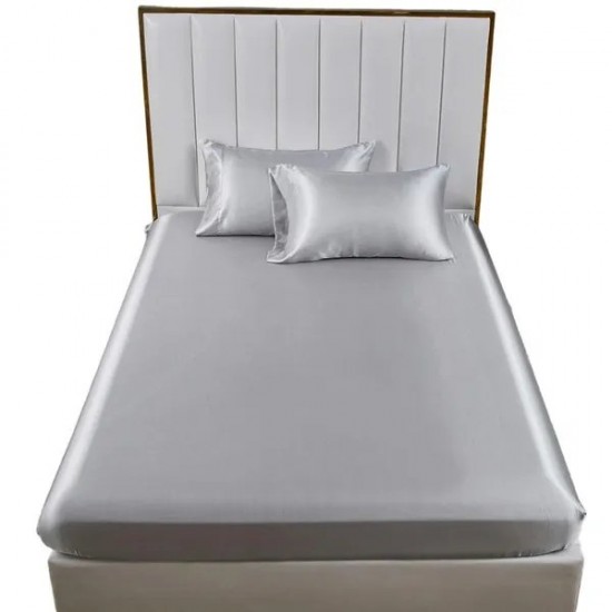 Smooth Plain Fabric Full Size Sheet Set with Two Pillowcases