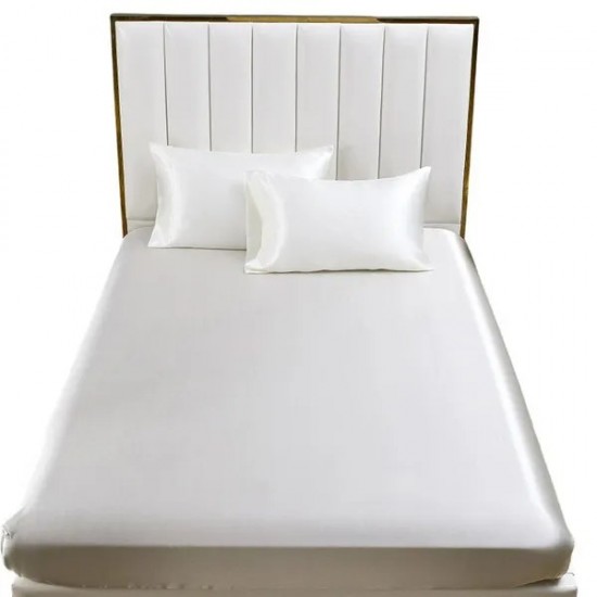 Smooth Plain Fabric Full Size Sheet Set with Two Pillowcases