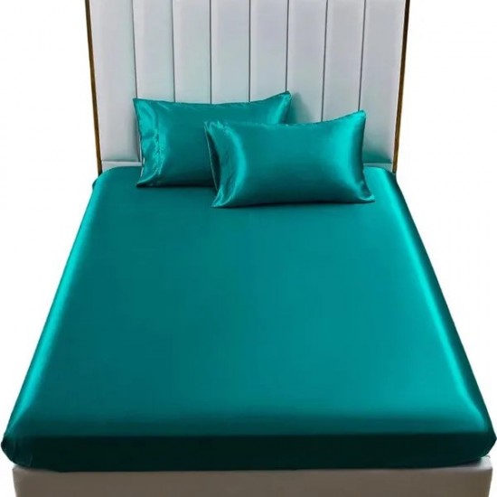 Smooth Plain Fabric Full Size Sheet Set with Two Pillowcases